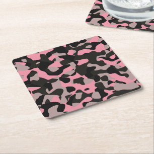 Roze Camo Kartonnen Onderzetters