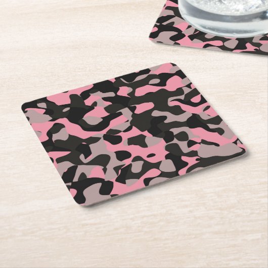 Roze Camo Kartonnen Onderzetters (Schuin)