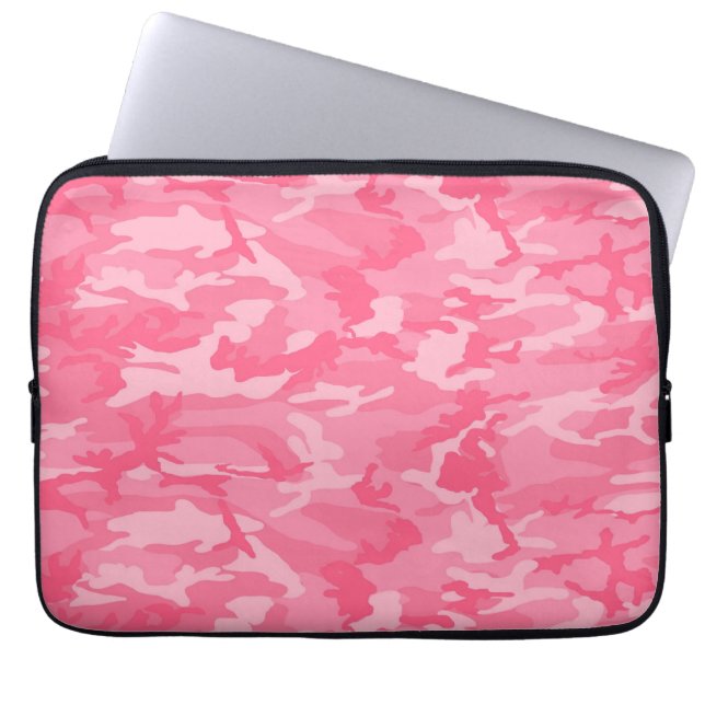 Roze Camo Laptop Sleeve (Voorkant)