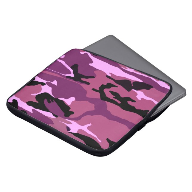 Roze Camo Laptop Sleeve (Voorkant top)