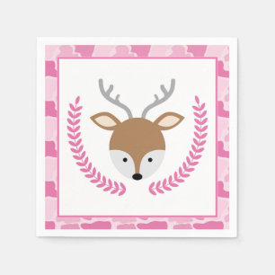 Roze Camo Little Deer Baby shower Napkins Servetten