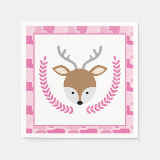 Roze Camo Little Deer Baby shower Napkins Servetten