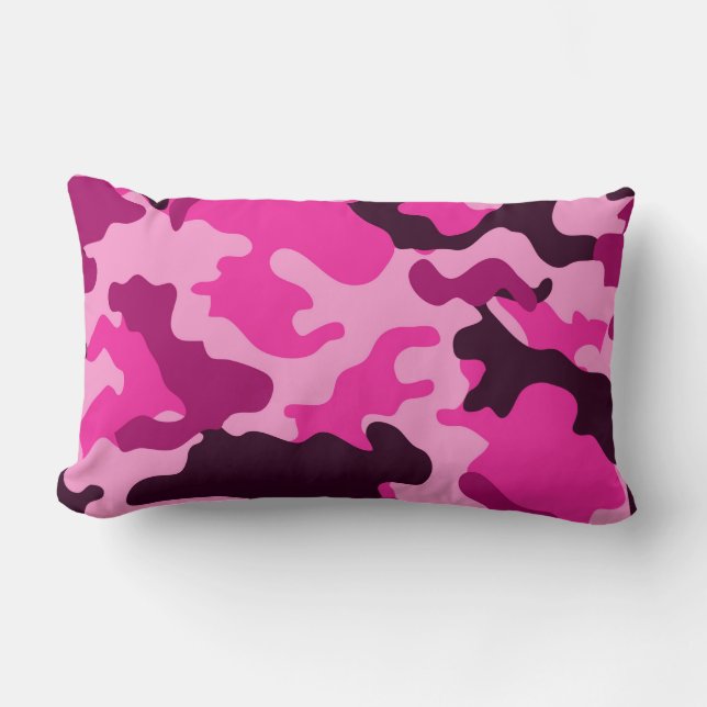 Roze Camo Lumbar Pillow Kussen (Voorkant)