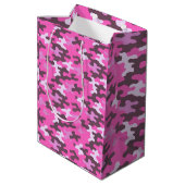 Roze Camo Medium Cadeauzakje (Achterkant Gekanteld)