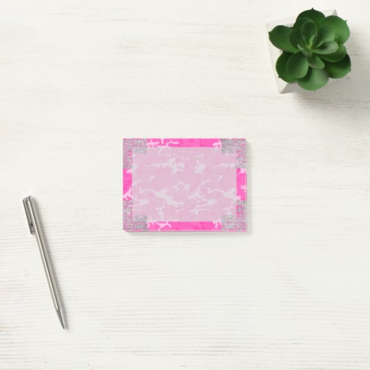 Roze Camo met Faux Glitter Post-it® Notes (Kantoor)