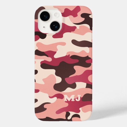 Roze Camo met Initialen Case-Mate iPhone Case (Achterkant)