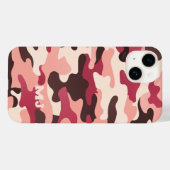 Roze Camo met Initialen Case-Mate iPhone Case (Achterkant (horizontaal))