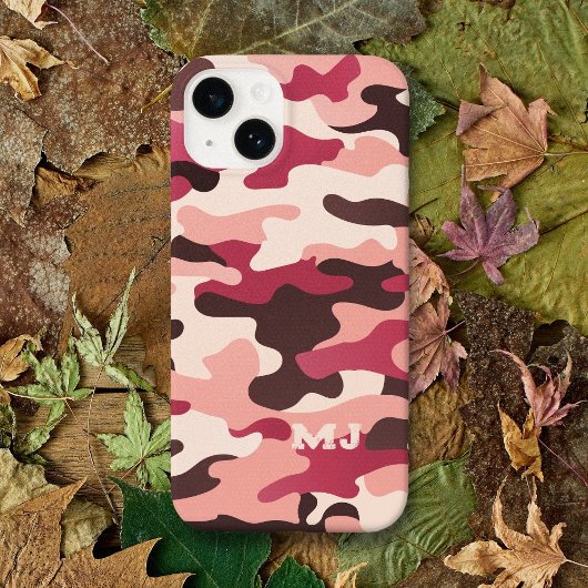 Roze Camo met Initialen iPhone Hoesje