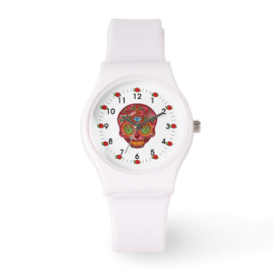 Roze Camo Mexican Day of the Dead Sugar Skull Horloge