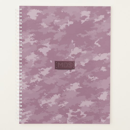 Roze Camo Modern Camouflage Monogram Planner (Voorkant)