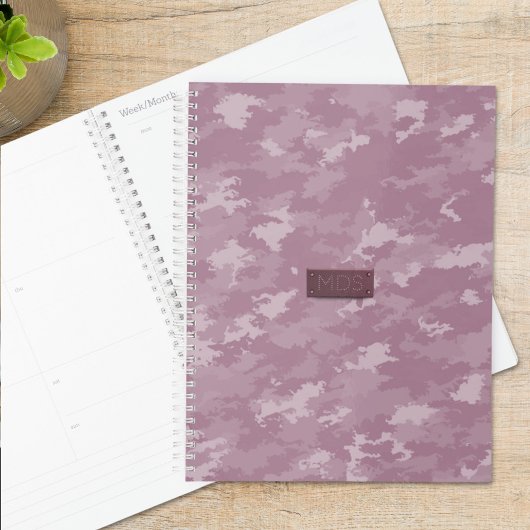 Roze Camo Modern Camouflage Monogram Planner