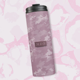 Roze Camo Moderne Camouflage Monogram Elegant Thermosbeker