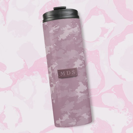 Roze Camo Moderne Camouflage Monogram Elegant Thermosbeker