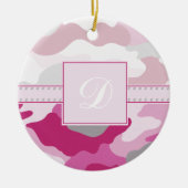 Roze Camo Monogram Keramisch Ornament (Voorkant)