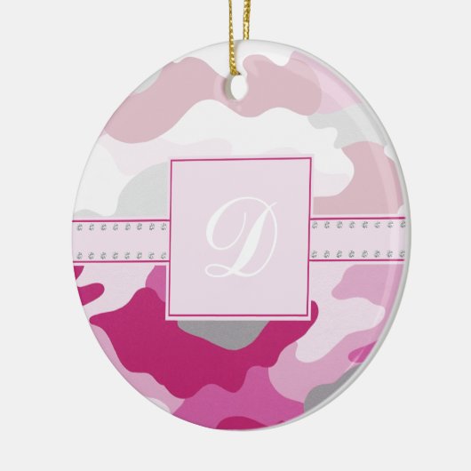 Roze Camo Monogram Keramisch Ornament (Links)