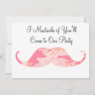 Roze Camo Mustache - Ik Mustache als je partij ben Kaart