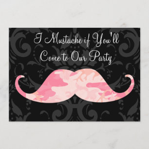 Roze Camo Mustache - Ik Mustache als je partij ben Kaart
