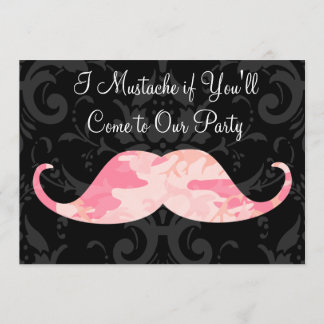 Roze Camo Mustache - Ik Mustache als je partij ben Kaart