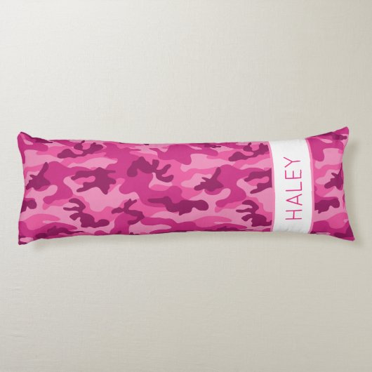 Roze Camo NAAM Kinder Slaapkamer Decor Fun Lichaamskussen (Achterkant)