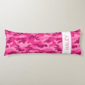 Roze Camo NAAM Kinder Slaapkamer Decor Fun Lichaamskussen (Voorkant)