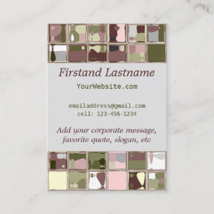 Roze Camo Natuur Tile Art Aangepaste Visitekaartje