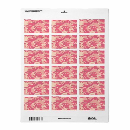 Roze Camo-ontwerp Etiket (Full Sheet)