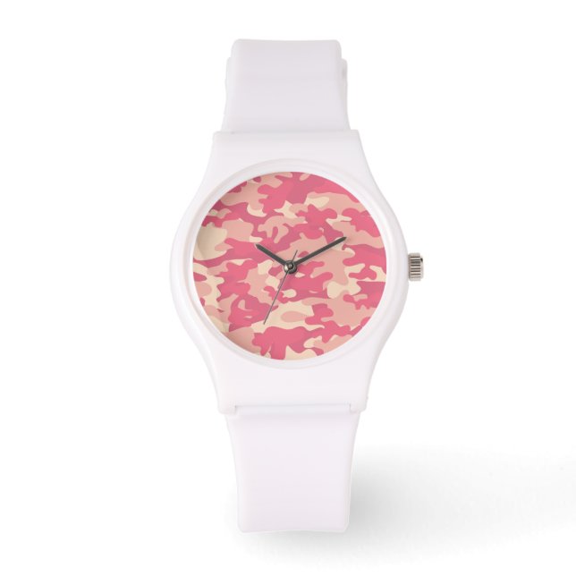 Roze Camo-ontwerp Horloge (Voorkant)