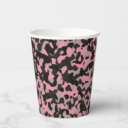 Roze Camo Papieren Bekers (Achterkant)