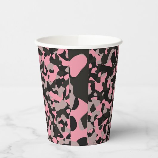 Roze Camo Papieren Bekers (Links)