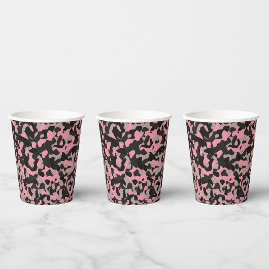 Roze Camo Papieren Bekers (Multi)