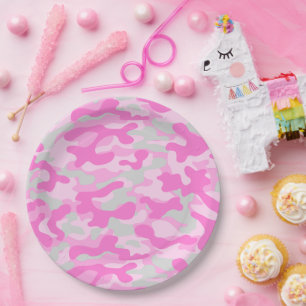 Roze Camo Papieren Bordje