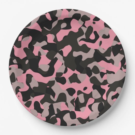 Roze Camo Papieren Bordje (Voorkant)