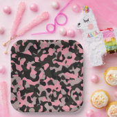 Roze Camo Papieren Bordje (Feest)