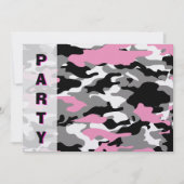 Roze Camo party Invitation sjabloon Kaart (Voorkant)