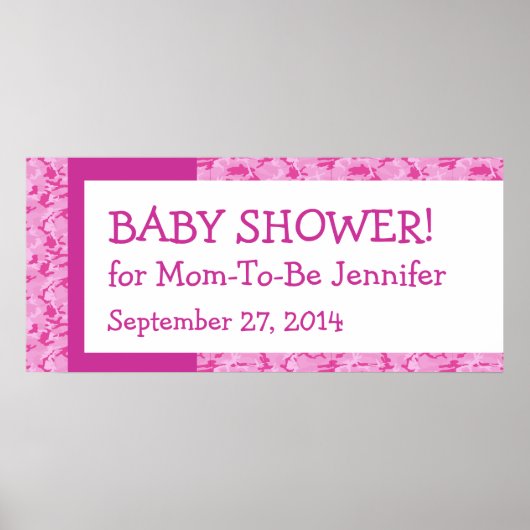 Roze Camo Pattern Baby shower Banner Aangepaste na Poster (Voorkant)