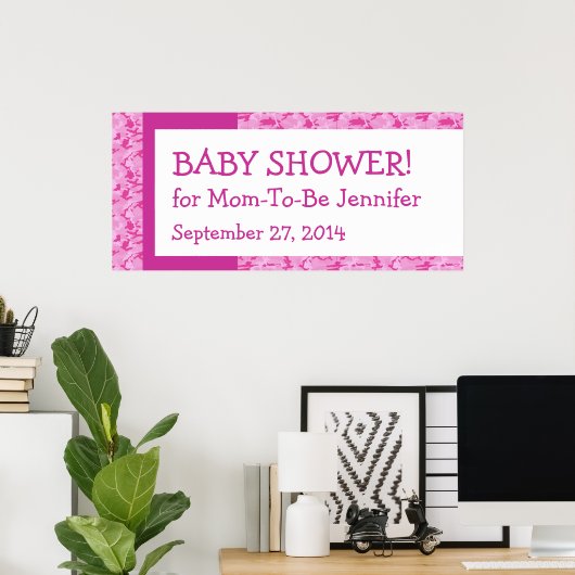 Roze Camo Pattern Baby shower Banner Aangepaste na Poster (Thuiskantoor)