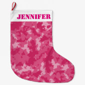 Roze Camo Pattern Grote Kerstsok (Voorkant)