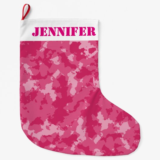 Roze Camo Pattern Grote Kerstsok (Voorkant)
