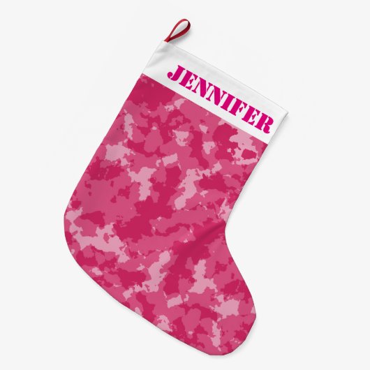 Roze Camo Pattern Grote Kerstsok (Voorkant (Hangend))
