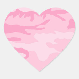 Roze Camo Pattern Hart Sticker