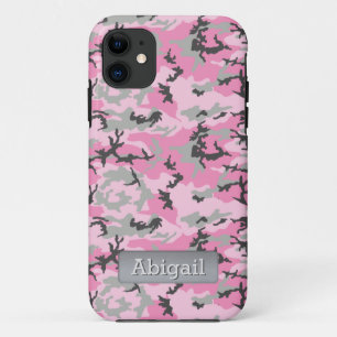 Roze Camo Pattern Persoonlijke naam iPhone 11 Hoesje