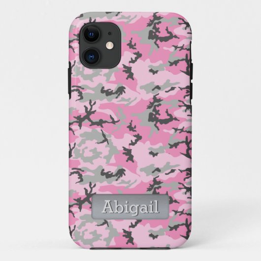 Roze Camo Pattern Persoonlijke naam Case-Mate iPhone Case (Achterkant)