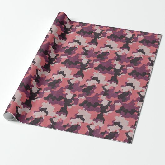 Roze  Camo Realistisch Grunge Effect Cadeaupapier (Uitgerold)