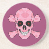 Roze Camo Red Eyes Skull en Crossbones Onderzetter (Voorkant)
