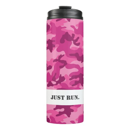 Roze Camo rent gewoon. Actief Sport Running Fun Thermosbeker (Voorkant)