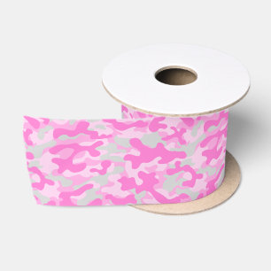Roze Camo Satijnen Lint