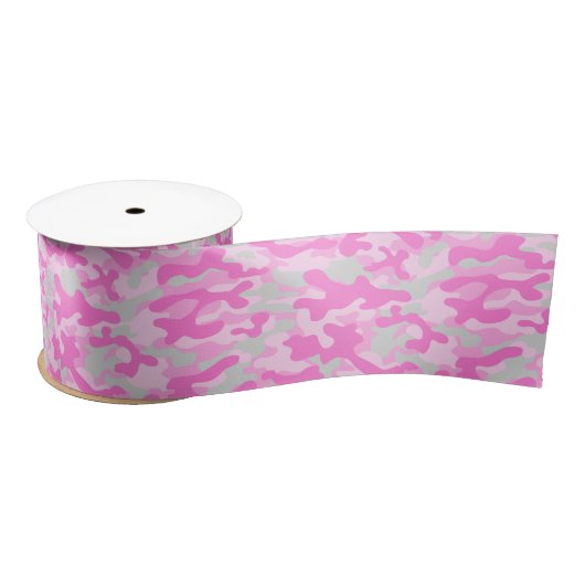Roze Camo Satijnen Lint (Spoel)