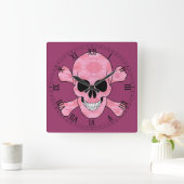 Roze camo schedel en kruisgraten Romeinse klok (Huis)