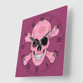 Roze camo schedel en kruisgraten Romeinse klok (Hoek)