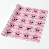 Roze Camo Schedel Rode ogen Kruisbeenderen Wrappin Cadeaupapier (Uitgerold)
